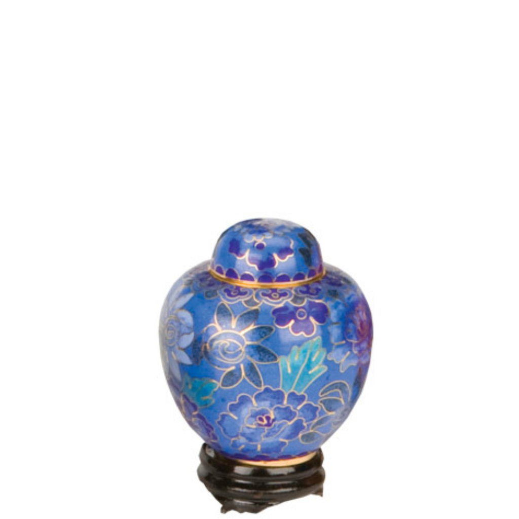 Azure Blue Cloisonné Miniature Urn