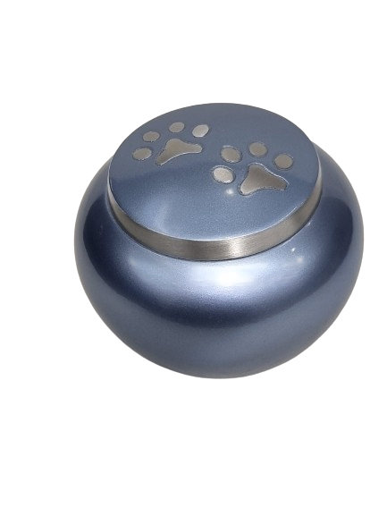 Blue Paw Print Brass Pet Urn