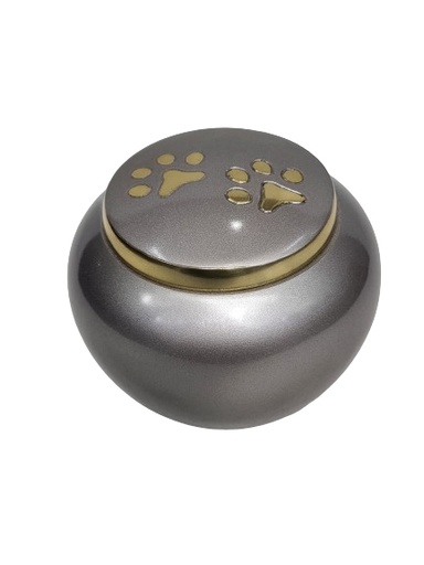 [511 SLV] Silver Paw Print Brass Pet Urn
