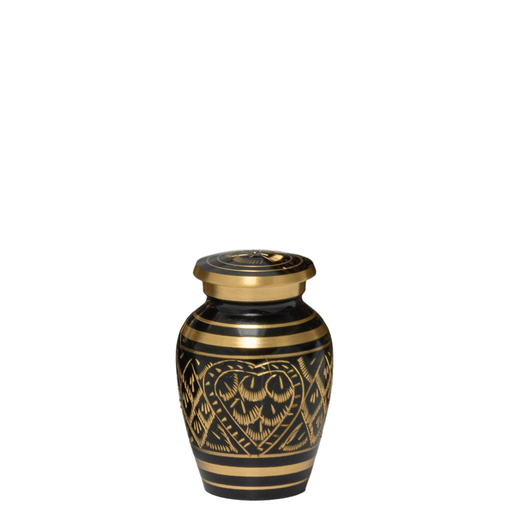[514 EE] Etched Ebony Brass Miniature Urn 